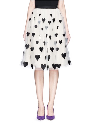 Main View - Click To Enlarge - ALICE & OLIVIA - 'Catrina' heart appliqué tulle midi skirt