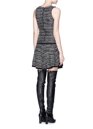 Back View - Click To Enlarge - ALICE & OLIVIA - 'Enya' metallic tweed knit drop waist dress