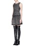 Front View - Click To Enlarge - ALICE & OLIVIA - 'Enya' metallic tweed knit drop waist dress