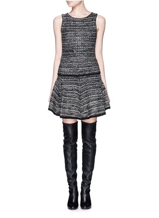 Main View - Click To Enlarge - ALICE & OLIVIA - 'Enya' metallic tweed knit drop waist dress