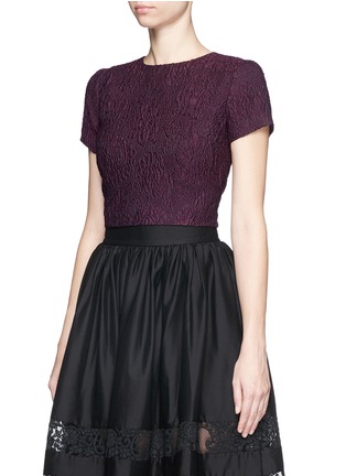 Front View - Click To Enlarge - ALICE & OLIVIA - 'Sarina' embroidered boxy cropped top