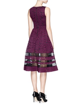 Back View - Click To Enlarge - ALICE & OLIVIA - 'Odelia' colourblock floral lace dress