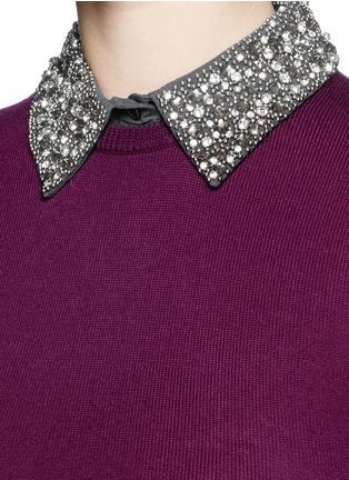 Detail View - Click To Enlarge - ALICE & OLIVIA - 'Rosalind' strass bead collar wool sweater