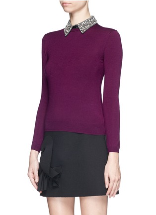 Front View - Click To Enlarge - ALICE & OLIVIA - 'Rosalind' strass bead collar wool sweater