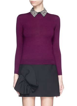 Main View - Click To Enlarge - ALICE & OLIVIA - 'Rosalind' strass bead collar wool sweater