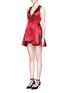 Front View - Click To Enlarge - ALICE & OLIVIA - 'Tanner' rose print satin dress