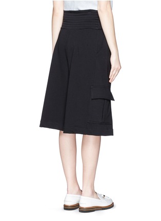Back View - Click To Enlarge - MSGM - Obi waistband wide leg cotton shorts