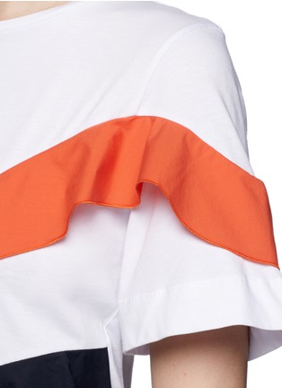 Detail View - Click To Enlarge - MSGM - Asymmetric ruffle cotton T-shirt