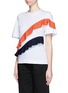 Front View - Click To Enlarge - MSGM - Asymmetric ruffle cotton T-shirt