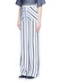 Front View - Click To Enlarge - MSGM - Multi stripe silk wide leg pants