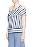 Front View - Click To Enlarge - MSGM - Asymmetric sash stripe silk one-shoulder top