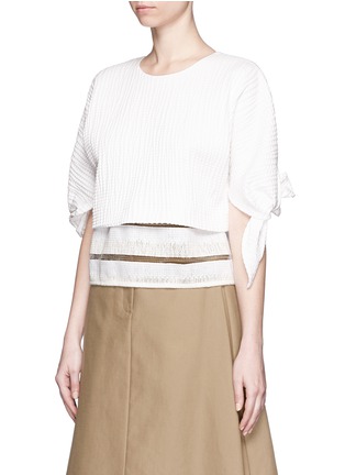 Front View - Click To Enlarge - MSGM - Sheer hem cotton jacquard top