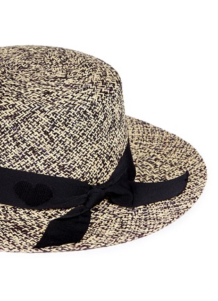 Detail View - Click To Enlarge - SENSI STUDIO - Heart embroidered band straw boater hat