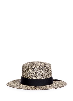 Main View - Click To Enlarge - SENSI STUDIO - Heart embroidered band straw boater hat