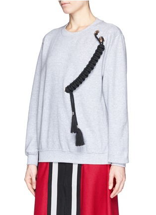 Front View - Click To Enlarge - CYNTHIA & XIAO - Braided paracord cotton blend sweatshirt