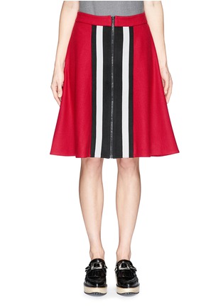 Main View - Click To Enlarge - CYNTHIA & XIAO - Contrast stripe wool-blend felt flare skirt
