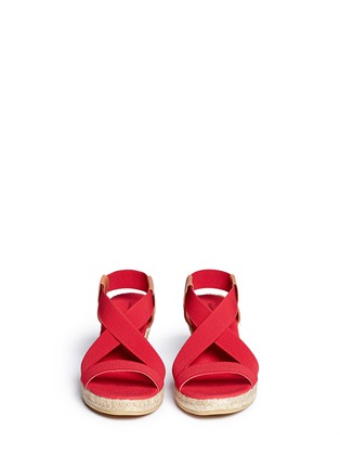 Figure View - Click To Enlarge - SARAH SUMMER - Elastic band espadrille wedge sandals