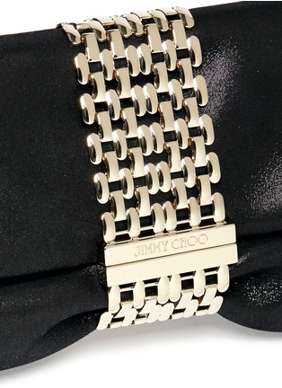 Detail View - Click To Enlarge - JIMMY CHOO - 'Chandra' chain clasp glitter suede clutch