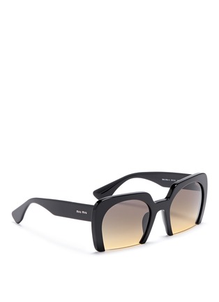 Figure View - Click To Enlarge - MIU MIU - 'Rasoir' Half rim acetate sunglasses