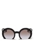 Main View - Click To Enlarge - MIU MIU - 'Rasoir' half rim acetate sunglasses
