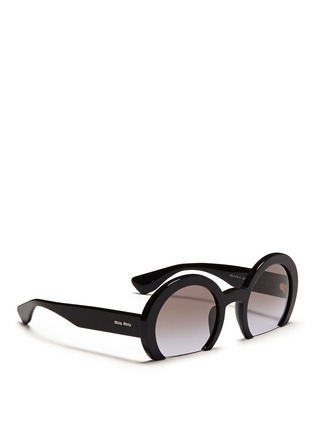 Figure View - Click To Enlarge - MIU MIU - 'Rasoir' half rim acetate sunglasses