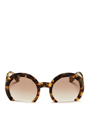 Main View - Click To Enlarge - MIU MIU - 'Rasoir' half rim tortoiseshell acetate sunglasses