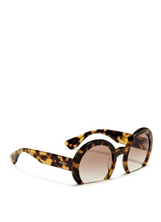 Figure View - Click To Enlarge - MIU MIU - 'Rasoir' half rim tortoiseshell acetate sunglasses