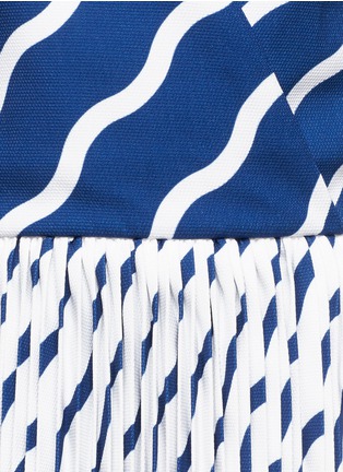 Detail View - Click To Enlarge - HELEN LEE - Wave print piqué shoulder tie dress