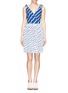 Main View - Click To Enlarge - HELEN LEE - Wave print piqué shoulder tie dress