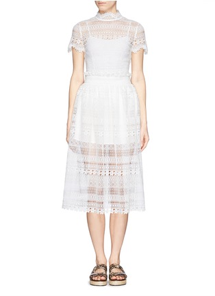 Figure View - Click To Enlarge - HELEN LEE - Geometric lace maxi skirt