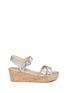 Main View - Click To Enlarge - STUART WEITZMAN - 'Playdate' cracked foil leather platform wedge sandals