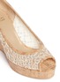 Detail View - Click To Enlarge - STUART WEITZMAN - 'Pipe Anna' glitter lace cork wedge pumps