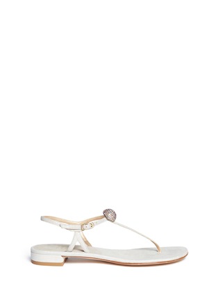 Main View - Click To Enlarge - STUART WEITZMAN - 'Fireball' rhinestone dome shimmer suede sandals