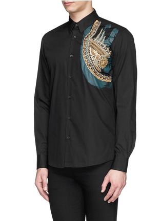Front View - Click To Enlarge - DRIES VAN NOTEN - 'Curley' embroidery paint streak stripe shirt