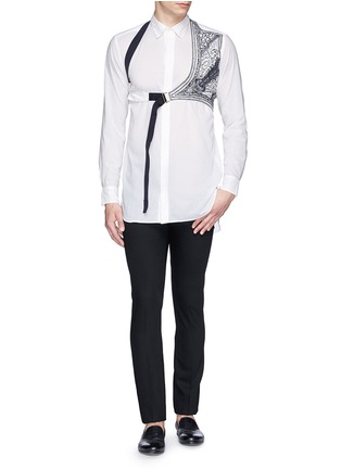 Figure View - Click To Enlarge - DRIES VAN NOTEN - 'Cooper' embroidery harness cotton shirt