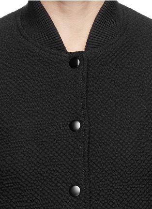 Detail View - Click To Enlarge - ELIZABETH AND JAMES - Sam' leather sleeve cloqué knit baseball jacket