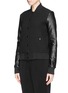 Front View - Click To Enlarge - ELIZABETH AND JAMES - Sam' leather sleeve cloqué knit baseball jacket