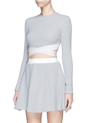 Front View - Click To Enlarge - ELIZABETH AND JAMES - 'Sedonna' cutout side check knit crop top