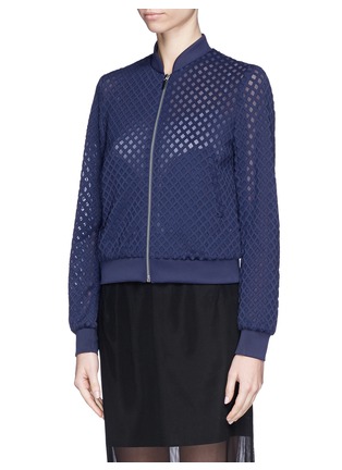 Front View - Click To Enlarge - ELIZABETH AND JAMES - 'Gayn' diamond perforated scuba jersey jacket