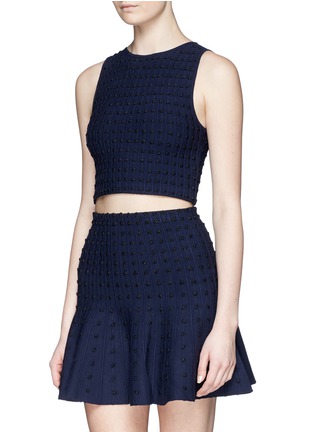 Front View - Click To Enlarge - ALICE & OLIVIA - 'Bess' textured dot cropped tank top