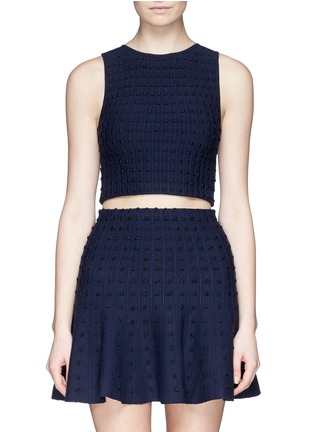 Main View - Click To Enlarge - ALICE & OLIVIA - 'Bess' textured dot cropped tank top
