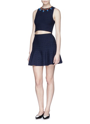 Figure View - Click To Enlarge - ALICE & OLIVIA - 'Bess' textured dot cropped tank top
