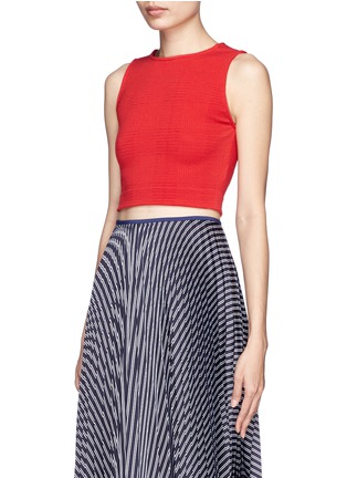 Front View - Click To Enlarge - ALICE & OLIVIA - 'Sosie' grid knit cropped tank top
