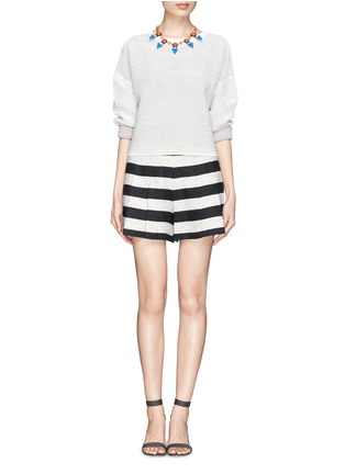 Figure View - Click To Enlarge - ALICE & OLIVIA - Lurex stripe tweed pleat shorts