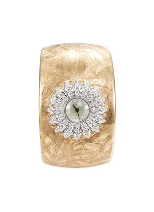 Main View - Click To Enlarge - BUCCELLATI - 'Anthochron Bellis' diamond 18k yellow gold floral cuff watch