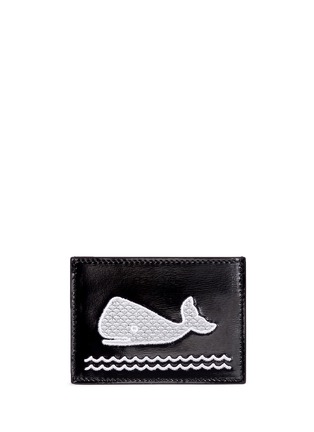 Figure View - Click To Enlarge - THOM BROWNE  - Whale embroidered leather card holder