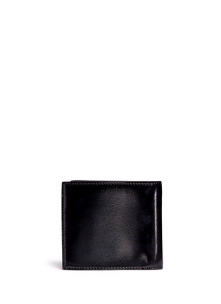 Back View - Click To Enlarge - THOM BROWNE  - Turtle embroidered leather bifold wallet