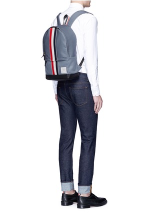 Figure View - Click To Enlarge - THOM BROWNE  - Leather stripe Mackintosh backpack