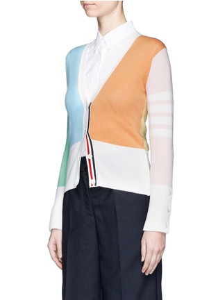 Front View - Click To Enlarge - THOM BROWNE  - Colourblock cashmere cardigan