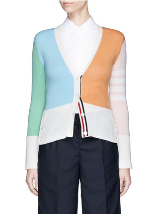 Main View - Click To Enlarge - THOM BROWNE  - Colourblock cashmere cardigan